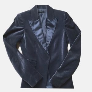ELIE TAHARI Slate Blue Velvet Alena Jacket- SIZE 14, NEW WITH TAGS